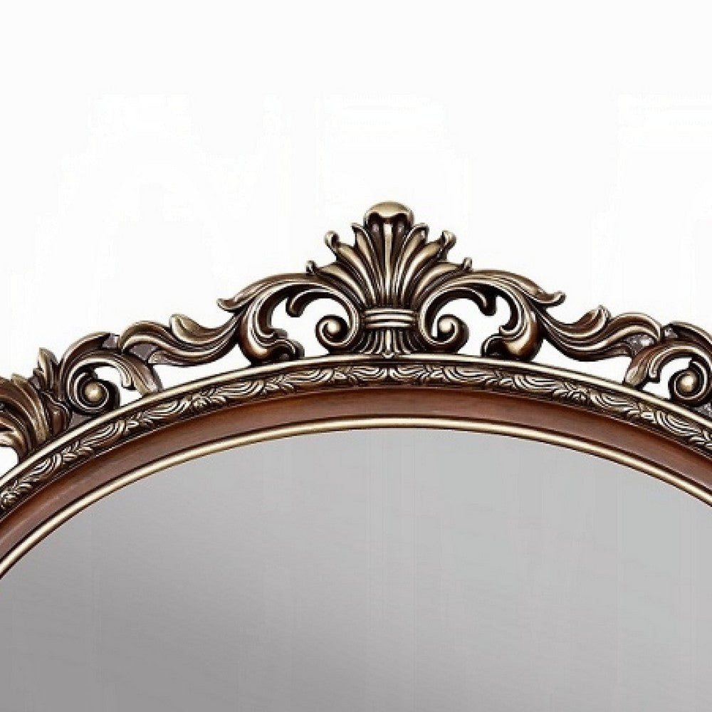 Vany Dresser Mirror | Intricate Brushed Champagne | Cherry Wood 43x53 BM333092