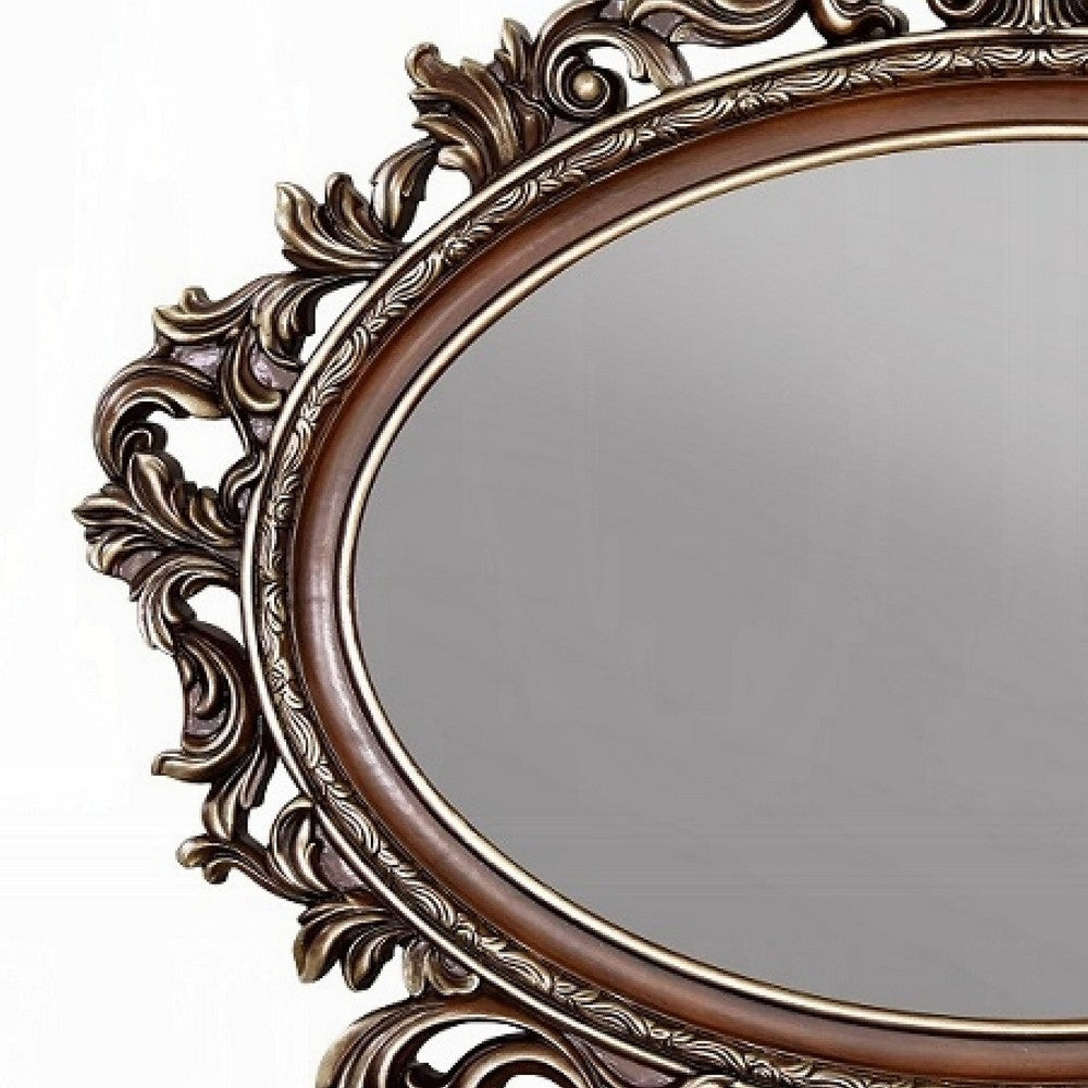 Vany Dresser Mirror | Intricate Brushed Champagne | Cherry Wood 43x53 BM333092
