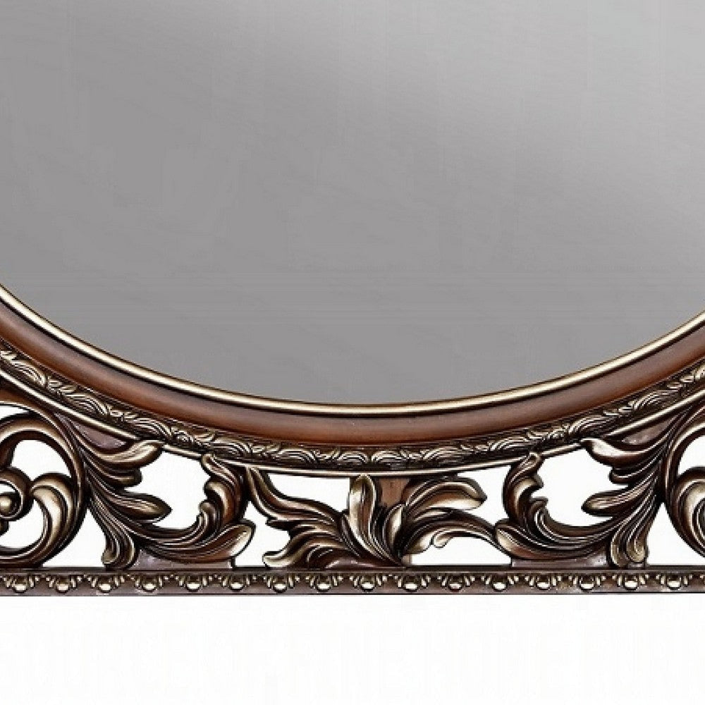 Vany Dresser Mirror | Intricate Brushed Champagne | Cherry Wood 43x53 BM333092