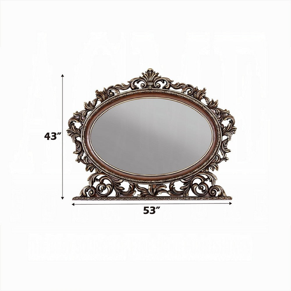 Vany Dresser Mirror | Intricate Brushed Champagne | Cherry Wood 43x53 BM333092