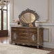 Vany Dresser Mirror | Intricate Brushed Champagne | Cherry Wood 43x53