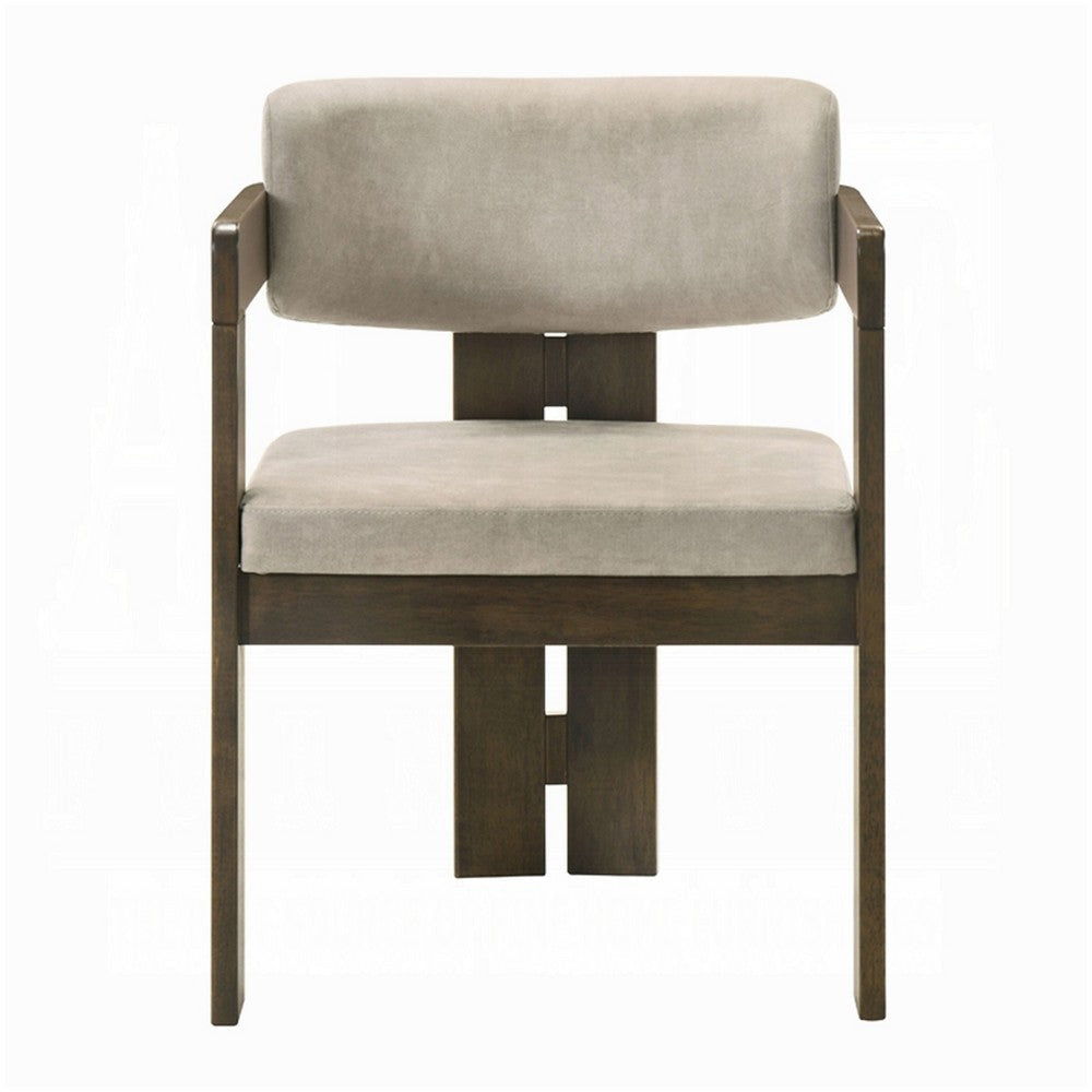Diny Side Dining Chair | Gray Polished Microfiber | Walnut Brown Wood BM333093