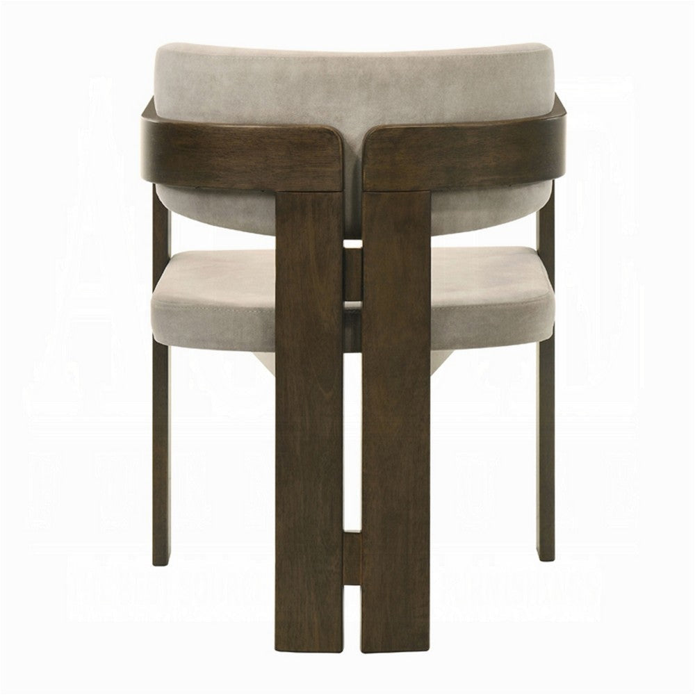Diny Side Dining Chair | Gray Polished Microfiber | Walnut Brown Wood BM333093