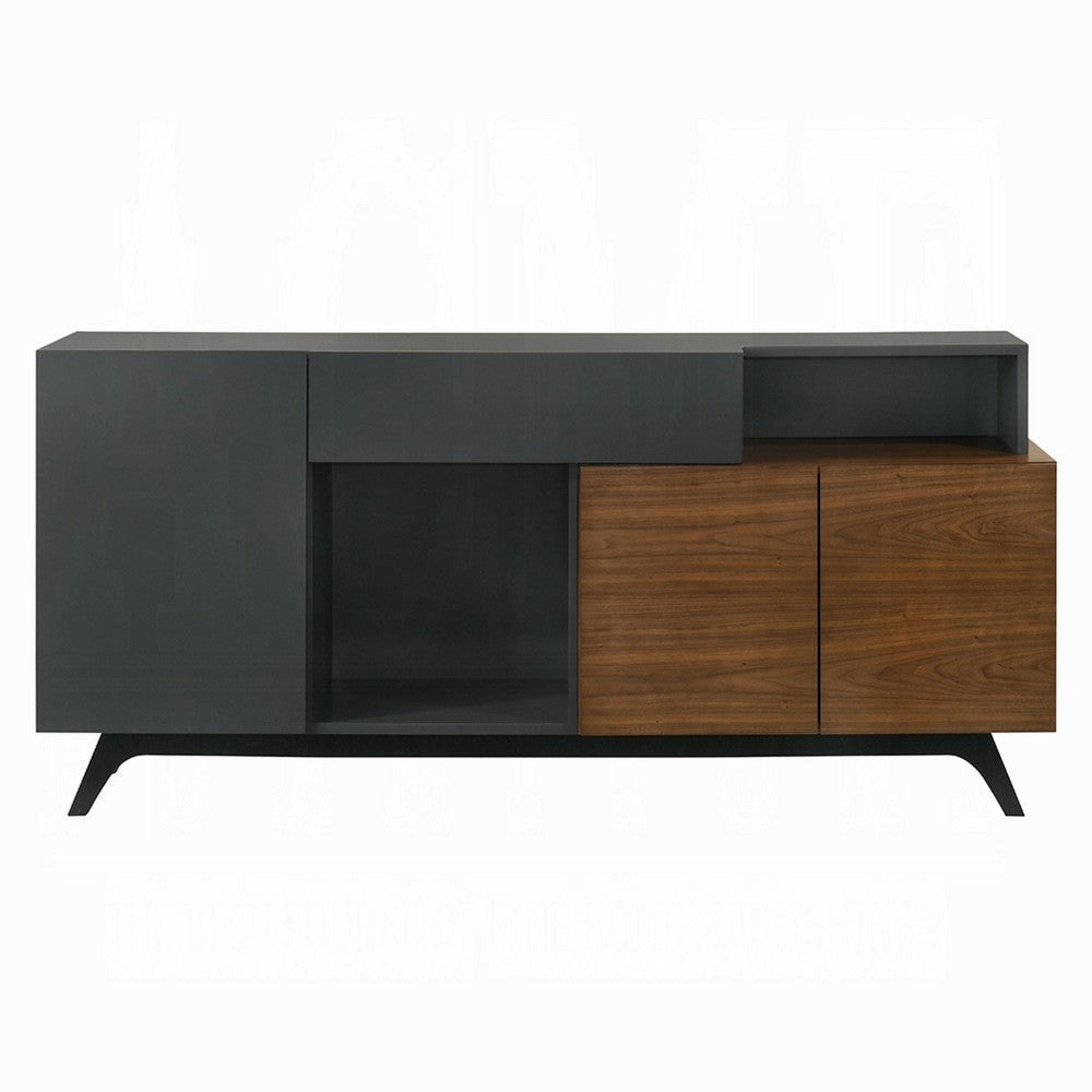 Diny Sideboard Buffet Console | Sliding Door | Black and Brown 67’’ BM333094