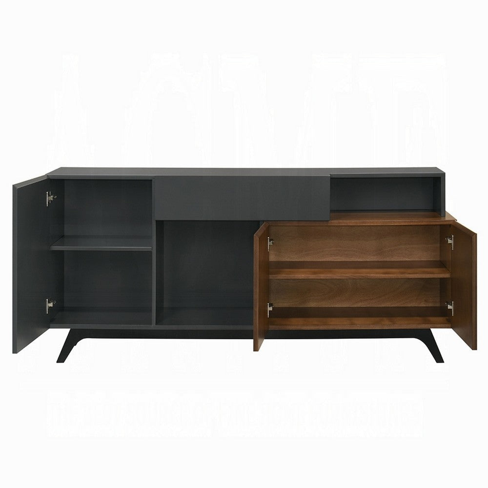 Diny Sideboard Buffet Console | Sliding Door | Black and Brown 67’’ BM333094