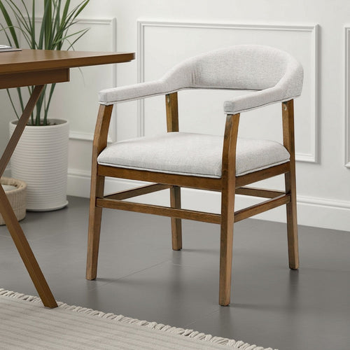 Dari Side Dining Chair Set of 2 | Gray Fabric | Dark Walnut Brown Wood