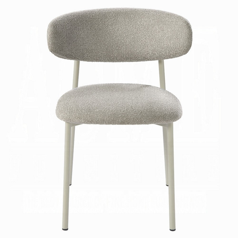 Sinra Side Dining Chair Set of 2 | Light Gray Fabric | White Metal BM333097