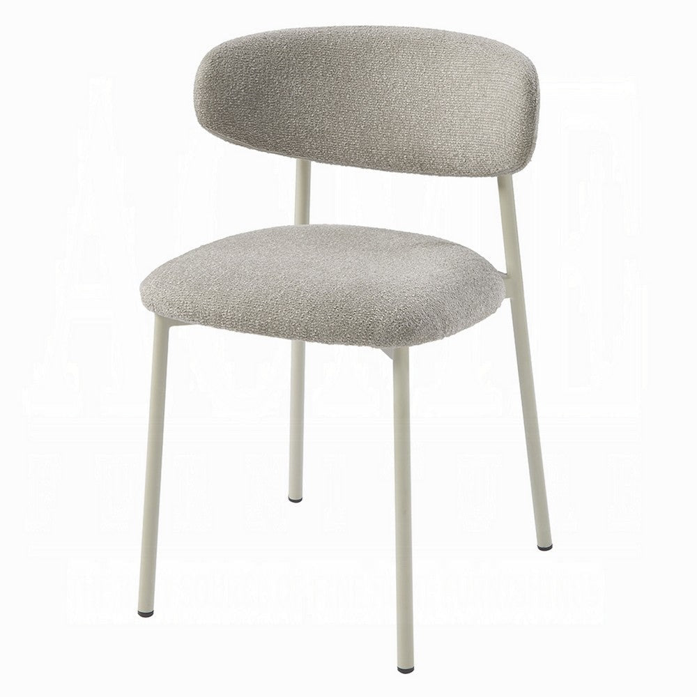 Sinra Side Dining Chair Set of 2 | Light Gray Fabric | White Metal BM333097