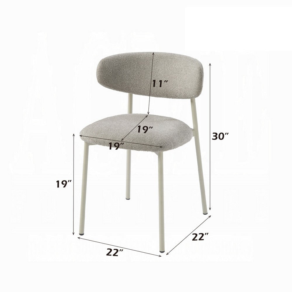 Sinra Side Dining Chair Set of 2 | Light Gray Fabric | White Metal BM333097