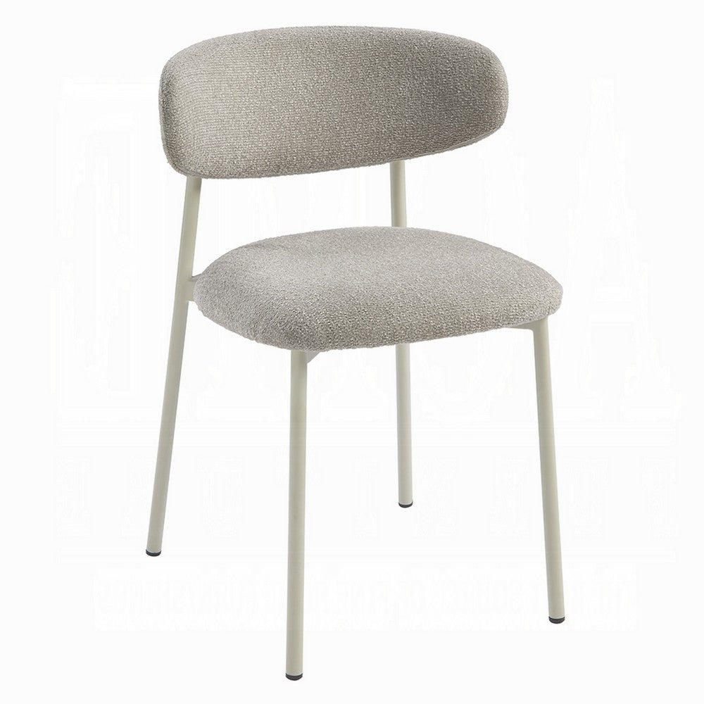 Sinra Side Dining Chair Set of 2 | Light Gray Fabric | White Metal