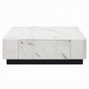 Ritzy Coffee Table | Modern Plinth | White Faux Marble | 47’’ Square BM333098
