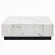 Ritzy Coffee Table | Modern Plinth | White Faux Marble | 47’’ Square BM333098