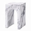 Ritzy End Table | White Marble Faux Stone Single Arch Design 12’’ BM333100