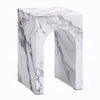 Ritzy End Table | White Marble Faux Stone Single Arch Design 12"
