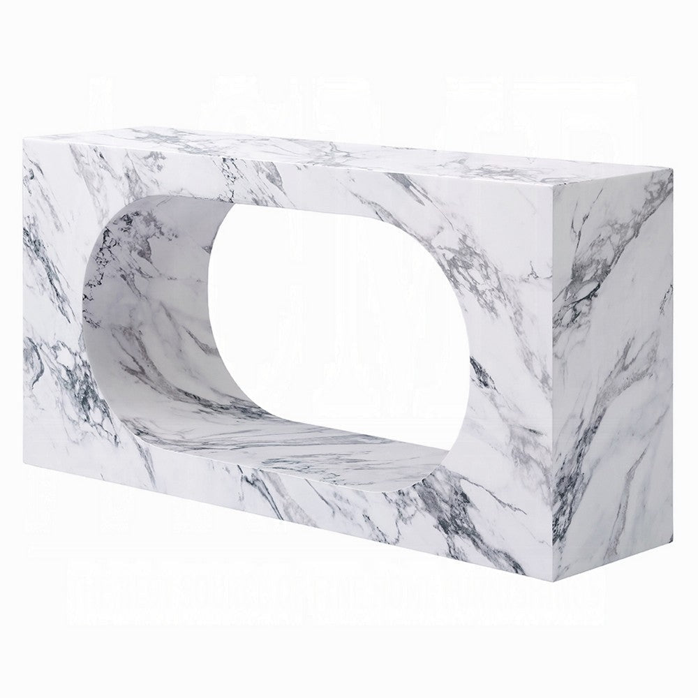 Ritzy Console Table | White Marble Faux Stone | Modern Design | 59’’ BM333101