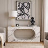 Ritzy Console Table | White Marble Faux Stone | Modern Design | 59"