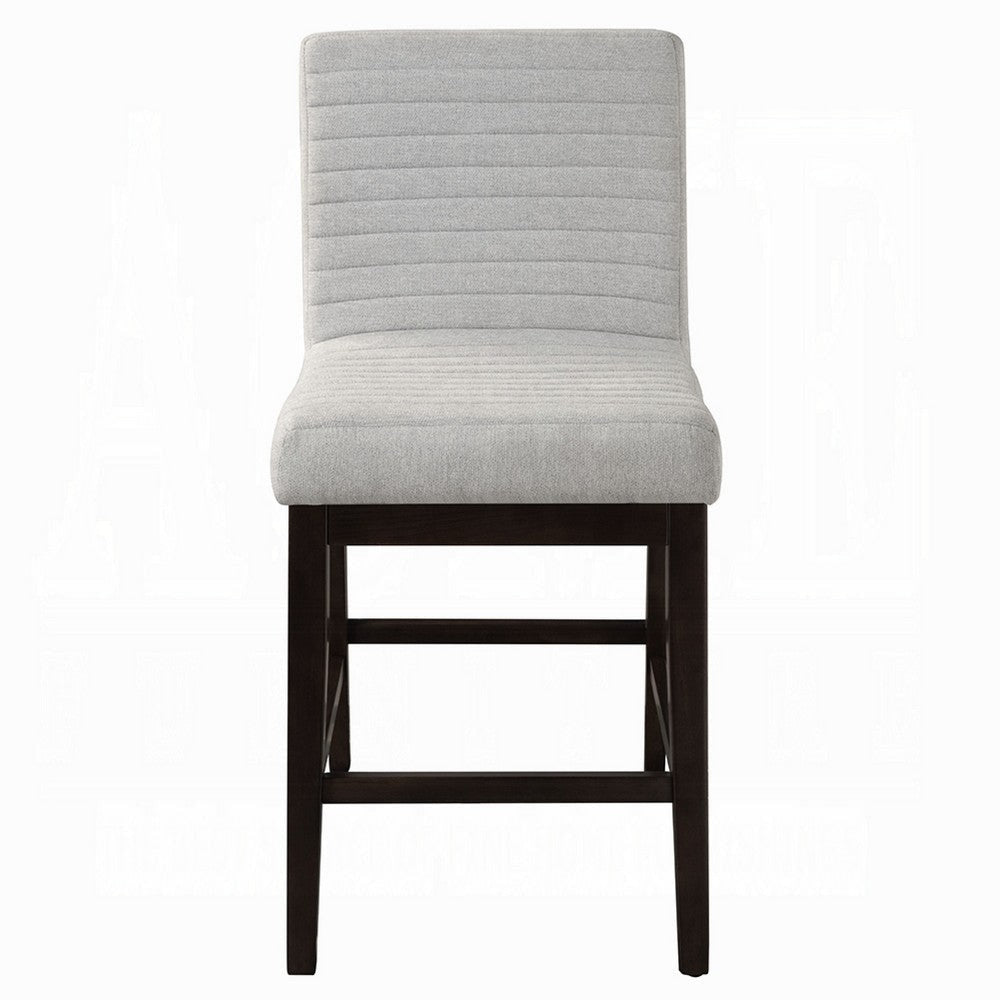 Eyna Counter Height Chair Set of 2 | Gray Linen | Espresso Brown Wood BM333103