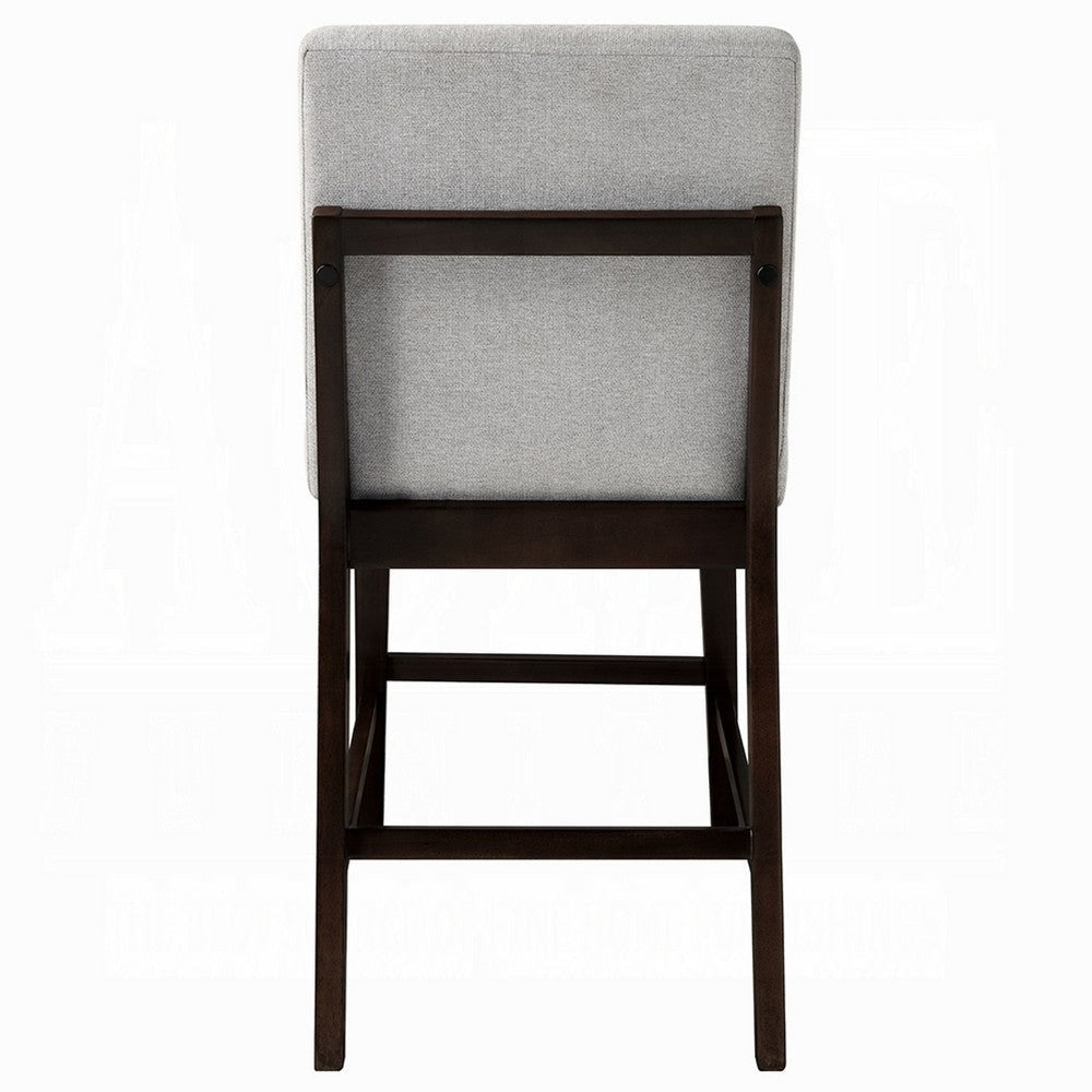 Eyna Counter Height Chair Set of 2 | Gray Linen | Espresso Brown Wood BM333103