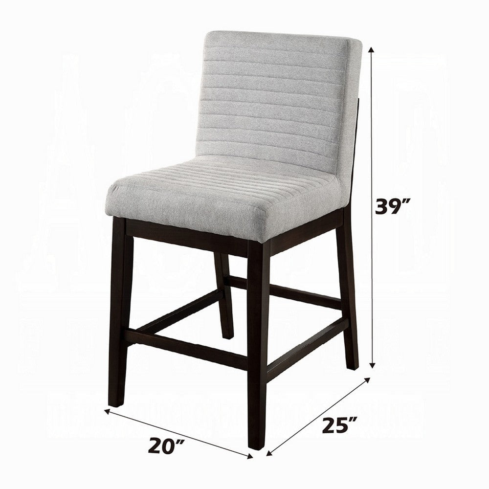 Eyna Counter Height Chair Set of 2 | Gray Linen | Espresso Brown Wood BM333103