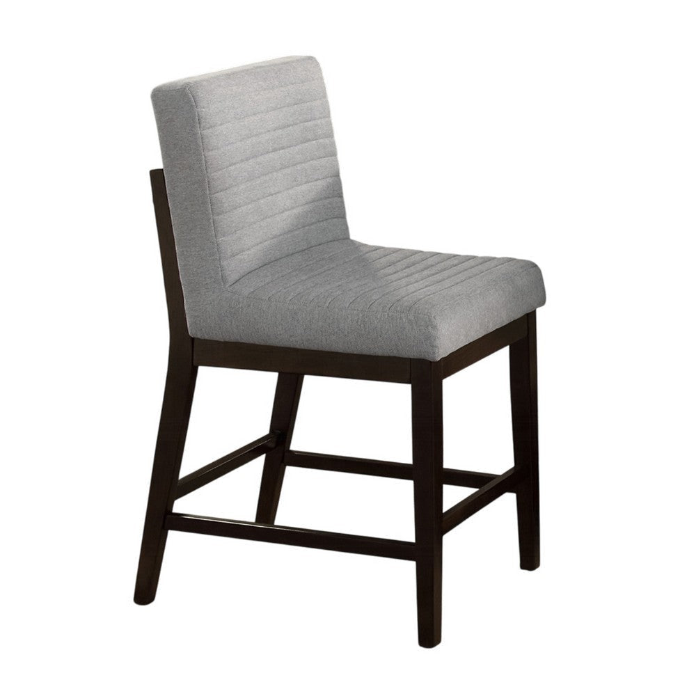 Eyna Counter Height Chair Set of 2 | Gray Linen | Espresso Brown Wood