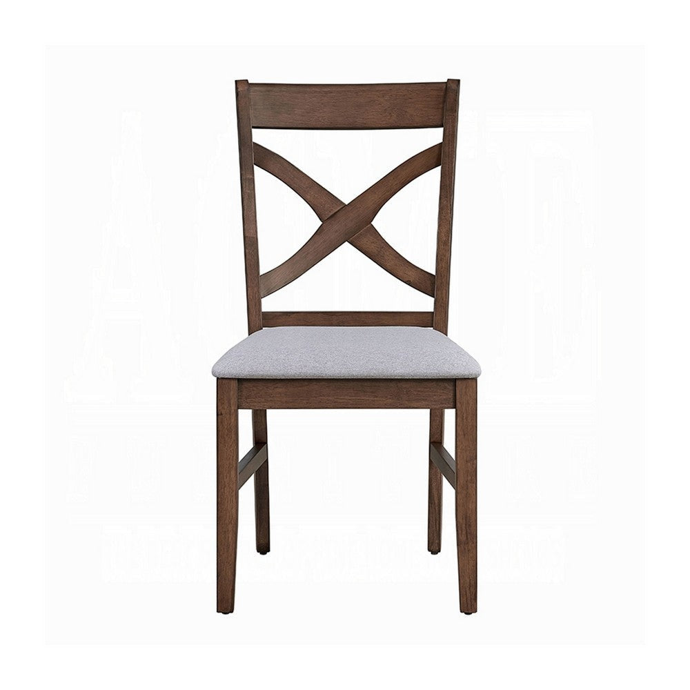 Feri Side Dining Chair Set of 2 | Gray Foam Cushion | Farmhouse Brown BM333104