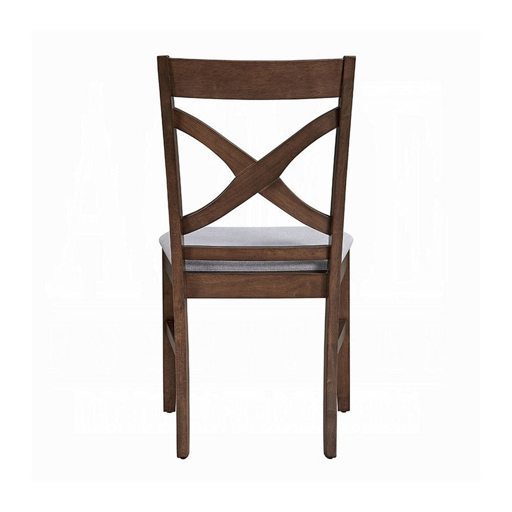 Feri Side Dining Chair Set of 2 | Gray Foam Cushion | Farmhouse Brown BM333104