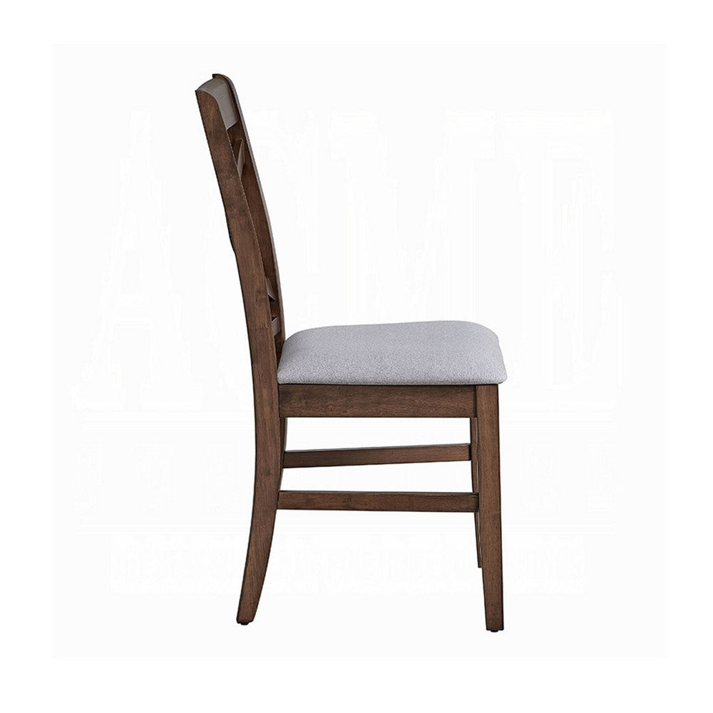Feri Side Dining Chair Set of 2 | Gray Foam Cushion | Farmhouse Brown BM333104