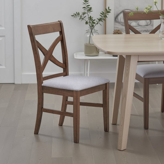 Feri Side Dining Chair Set of 2 | Gray Foam Cushion | Farmhouse Brown