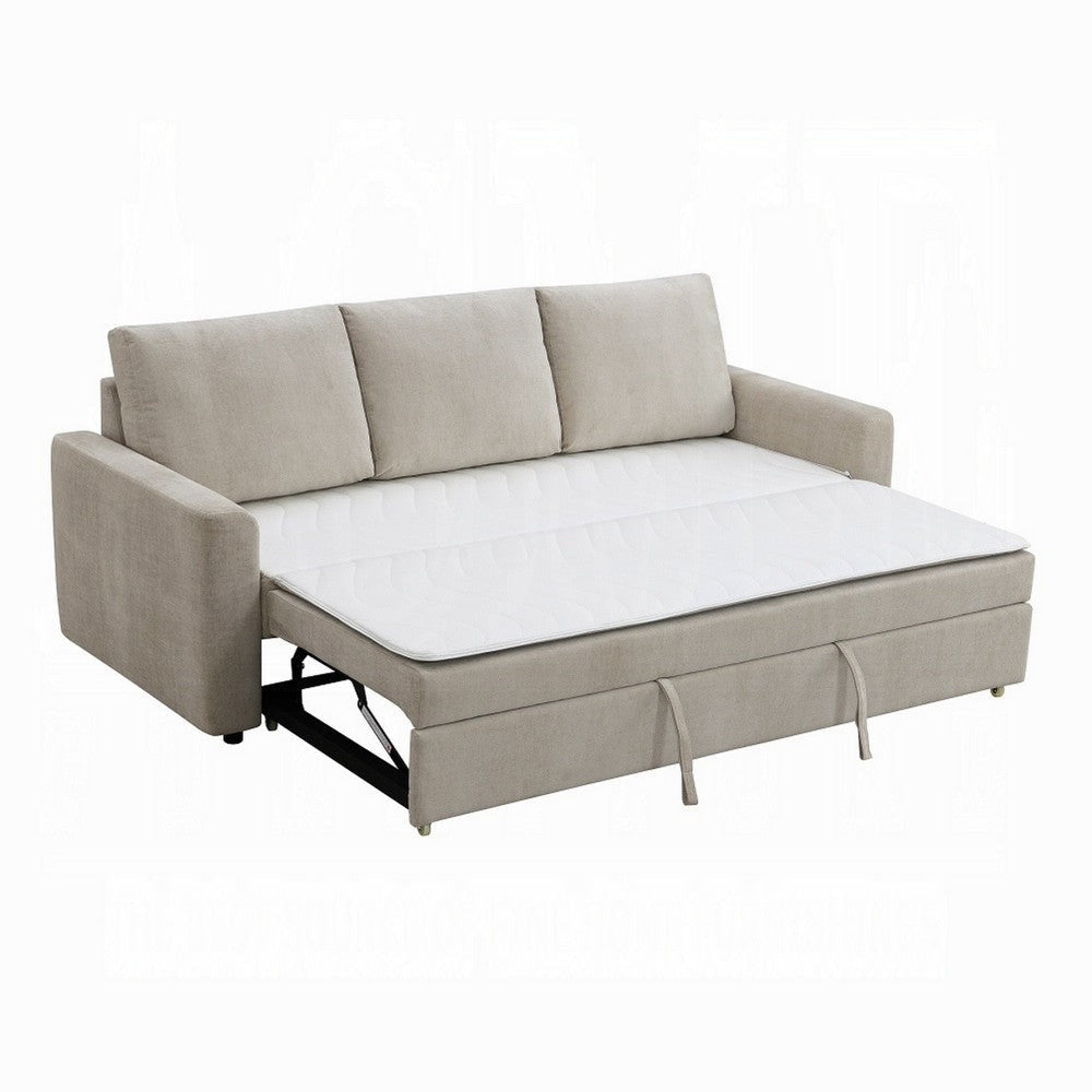Eira Sofa with Fold Out Sleeper Full Size Bed | Beige Linen | 89’’ BM333106