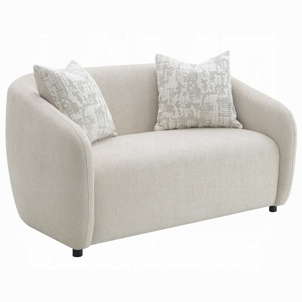 Tiena Loveseat | 2 Accent Throw Pillows | Modern Beige Linen | 67"