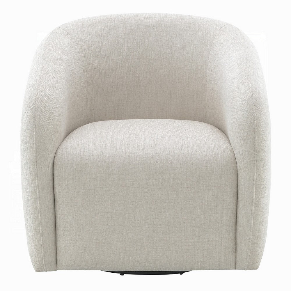 Tiena Swivel Accent Chair | Modern Rounded Back | Warm Beige Linen BM333109