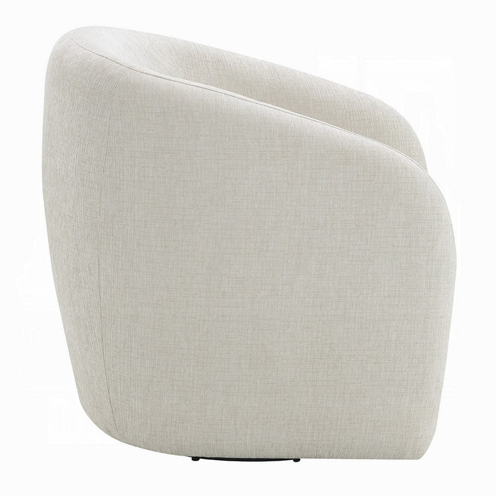 Tiena Swivel Accent Chair | Modern Rounded Back | Warm Beige Linen BM333109
