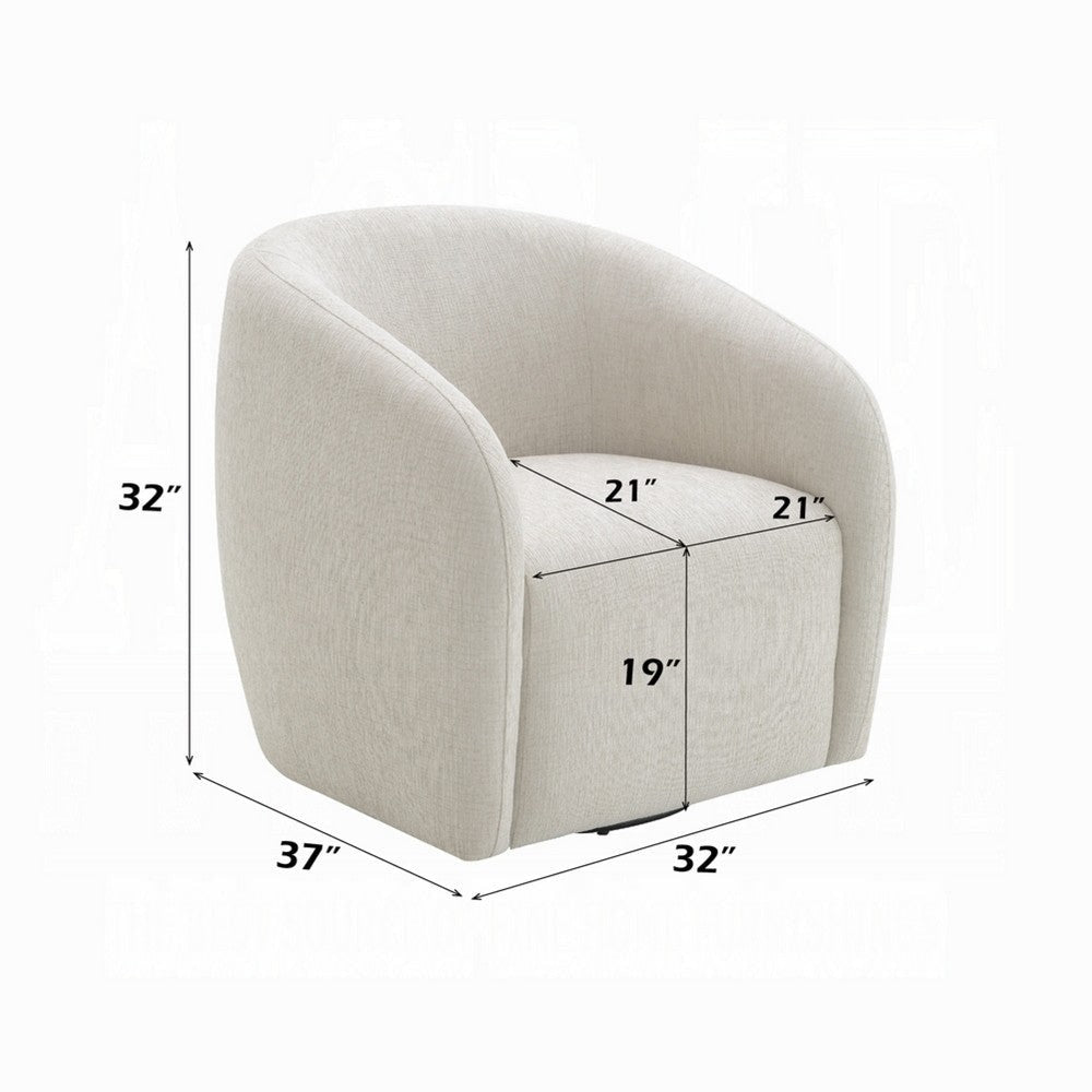 Tiena Swivel Accent Chair | Modern Rounded Back | Warm Beige Linen BM333109