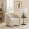 Tiena Swivel Accent Chair | Modern Rounded Back | Warm Beige Linen