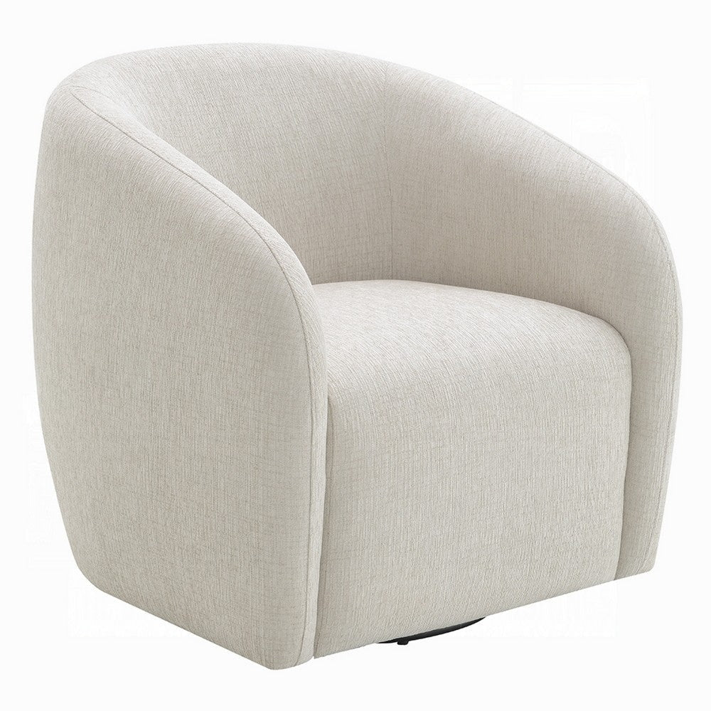 Tiena Swivel Accent Chair | Modern Rounded Back | Warm Beige Linen