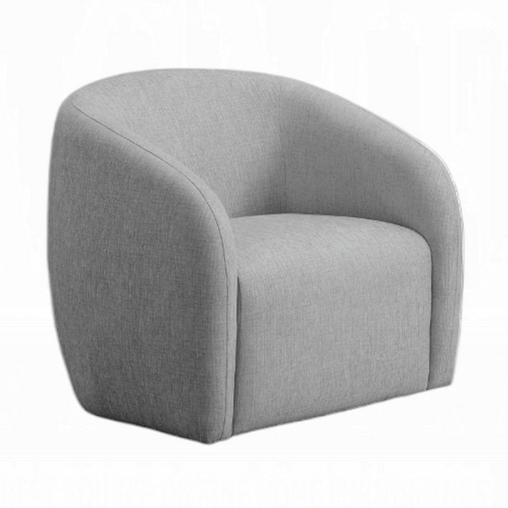 Tiena Swivel Accent Chair | Modern Rounded Back | Light Gray Linen
