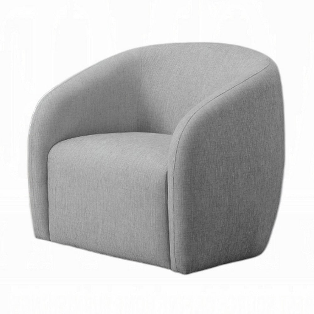 Tiena Swivel Accent Chair | Modern Rounded Back | Light Gray Linen BM333112