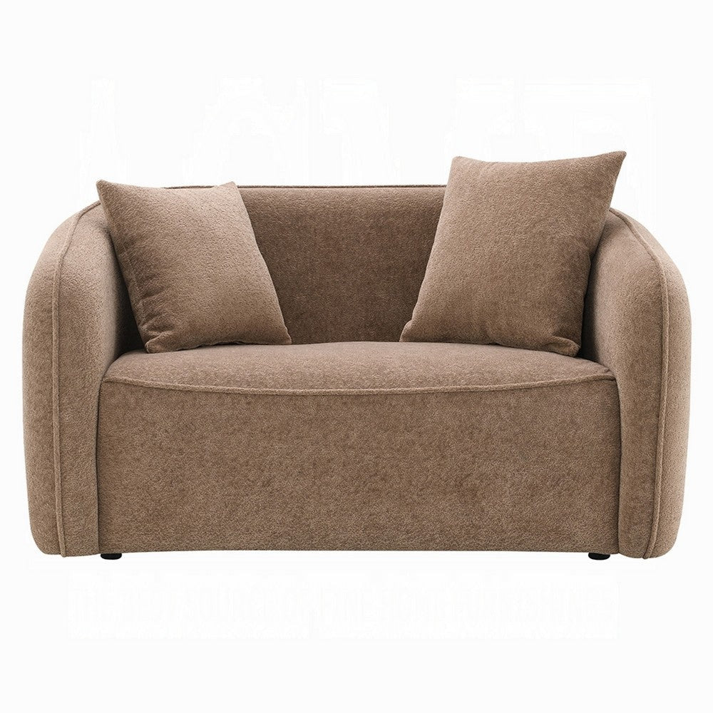 Keina Loveseat | 2 Accent Pillows | Modern Soft Brown Chenille | 57’’ BM333114