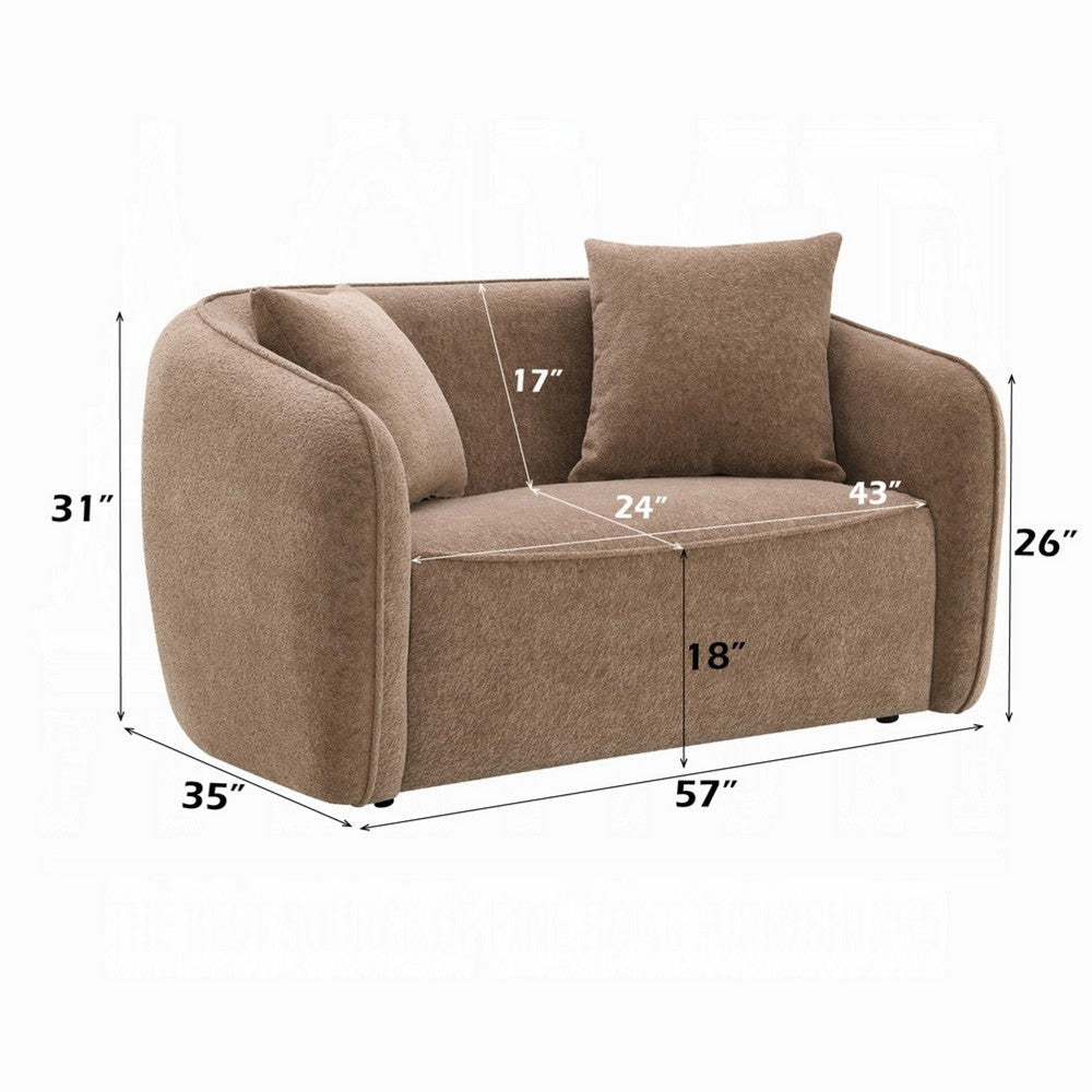 Keina Loveseat | 2 Accent Pillows | Modern Soft Brown Chenille | 57’’ BM333114