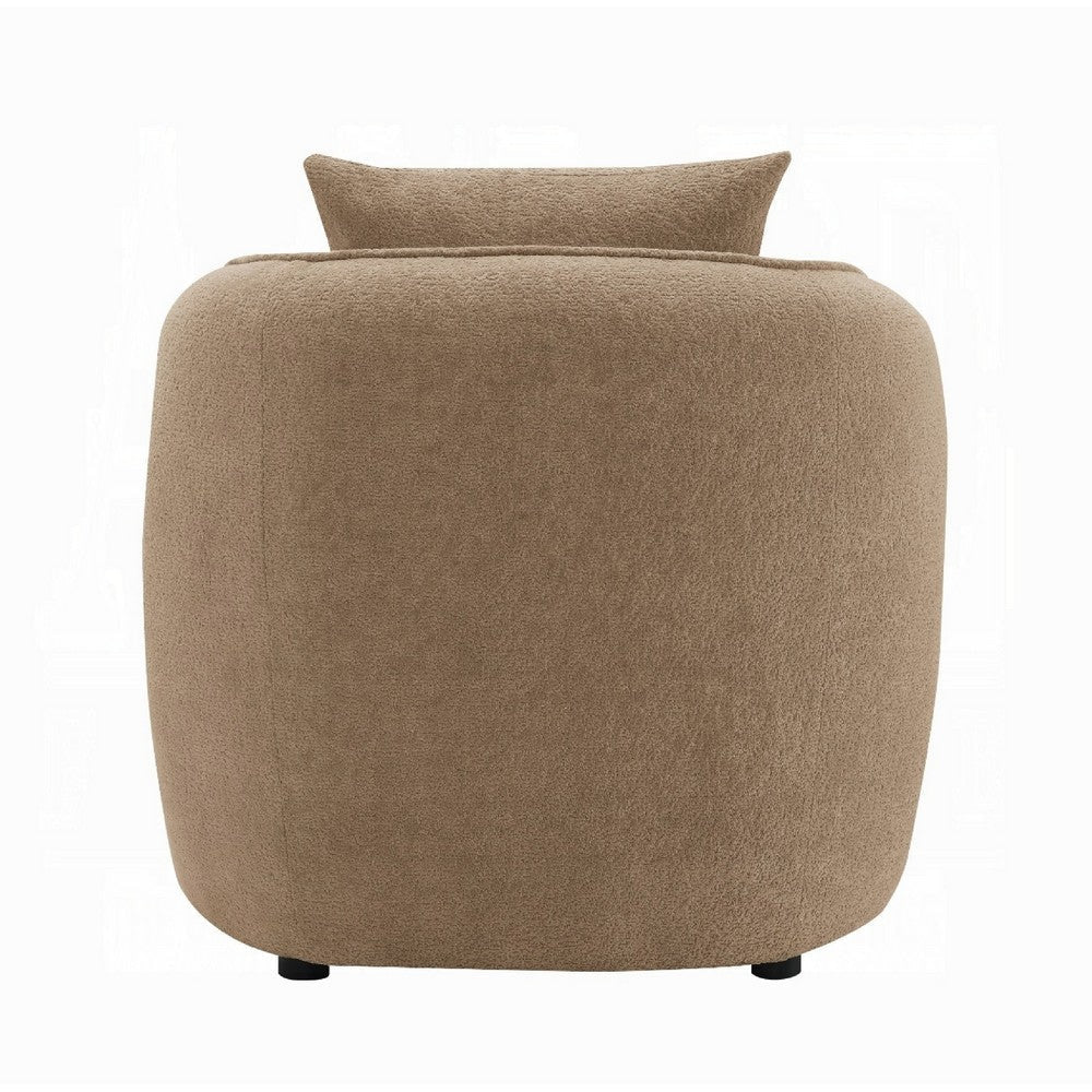 Keina Accent Chair | Modern Rounded | Brown Chenille | 1 Back Pillow