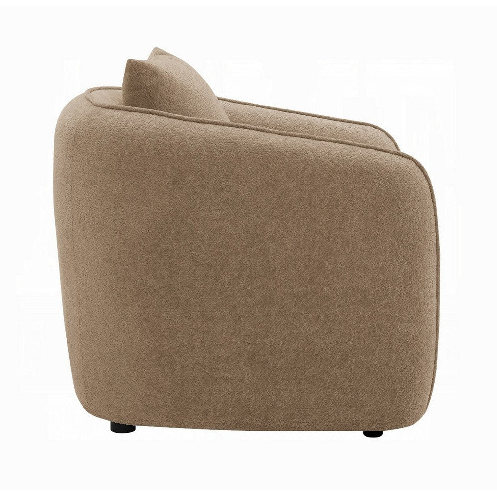 Keina Accent Chair | Modern Rounded | Brown Chenille | 1 Back Pillow