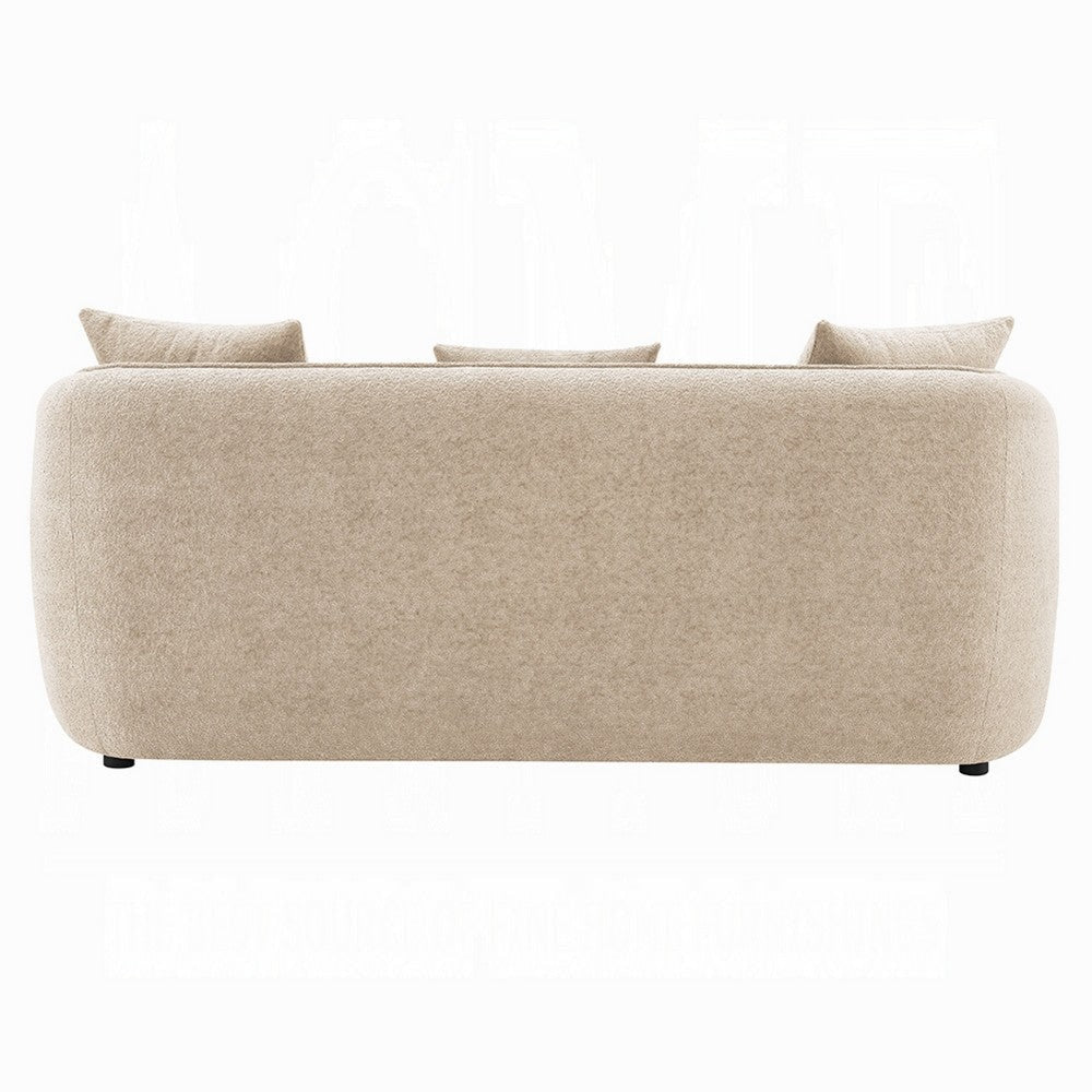Keina Sofa | 3 Accent Pillows | Rounded Back | Beige Chenille | 79’’