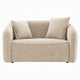 Keina Loveseat | 2 Accent Pillows | Rounded Back | Beige Chenille 57"
