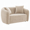 Keina Loveseat | 2 Accent Pillows | Rounded Back | Beige Chenille 57"