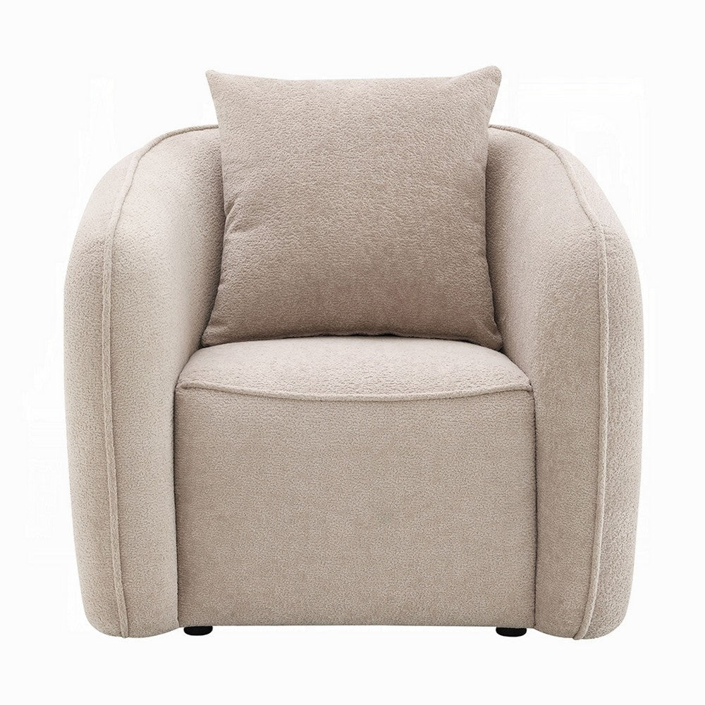 Keina Accent Armchair | Modern Beige Chenille | 1 Plush Back Pillow BM333118