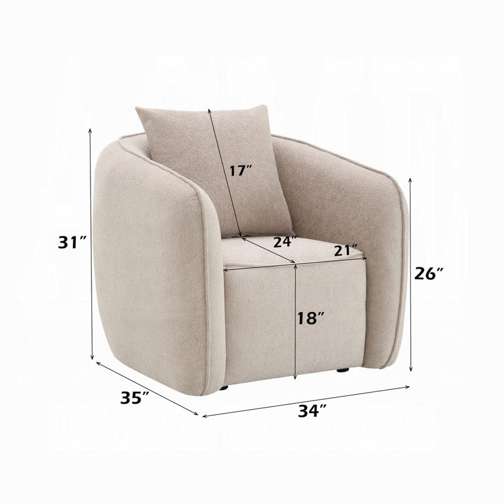 Keina Accent Armchair | Modern Beige Chenille | 1 Plush Back Pillow BM333118