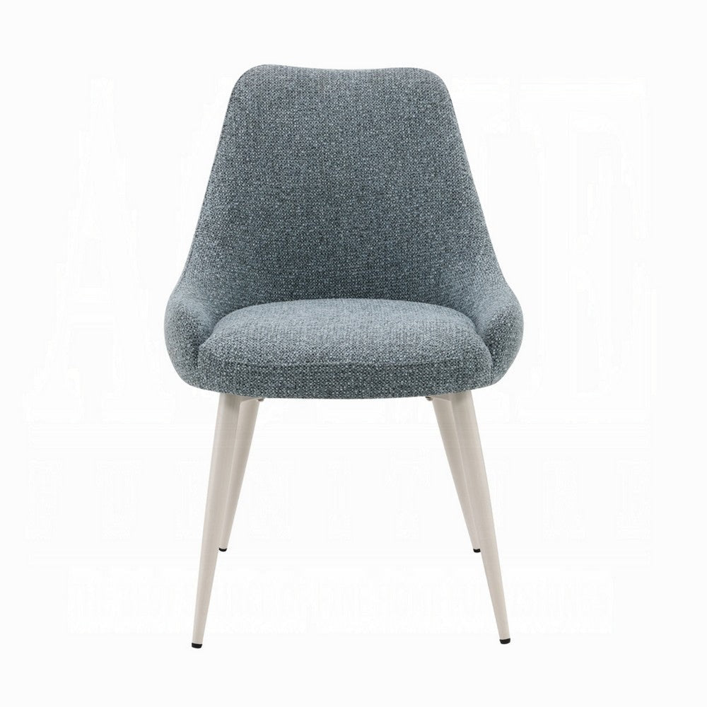 Aela Side Dining Chair Set of 2 | Light Blue Boucle | Bone White Metal BM333119