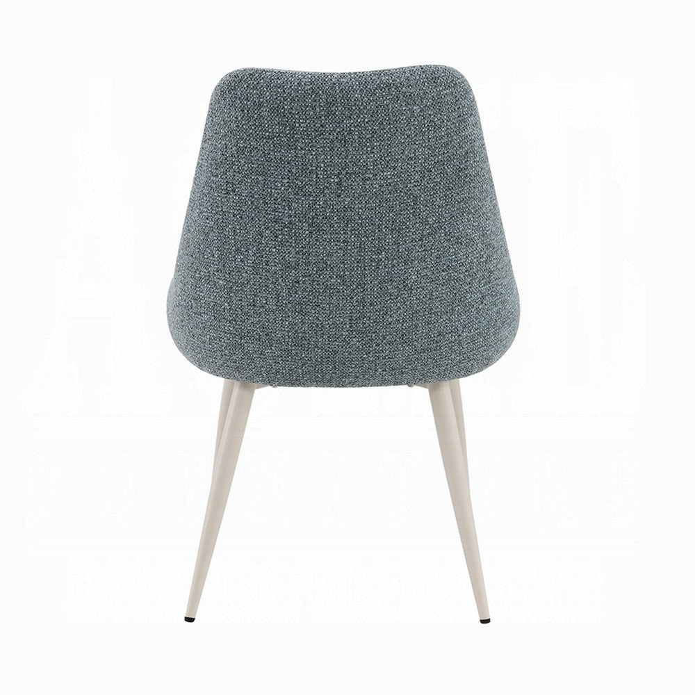 Aela Side Dining Chair Set of 2 | Light Blue Boucle | Bone White Metal BM333119