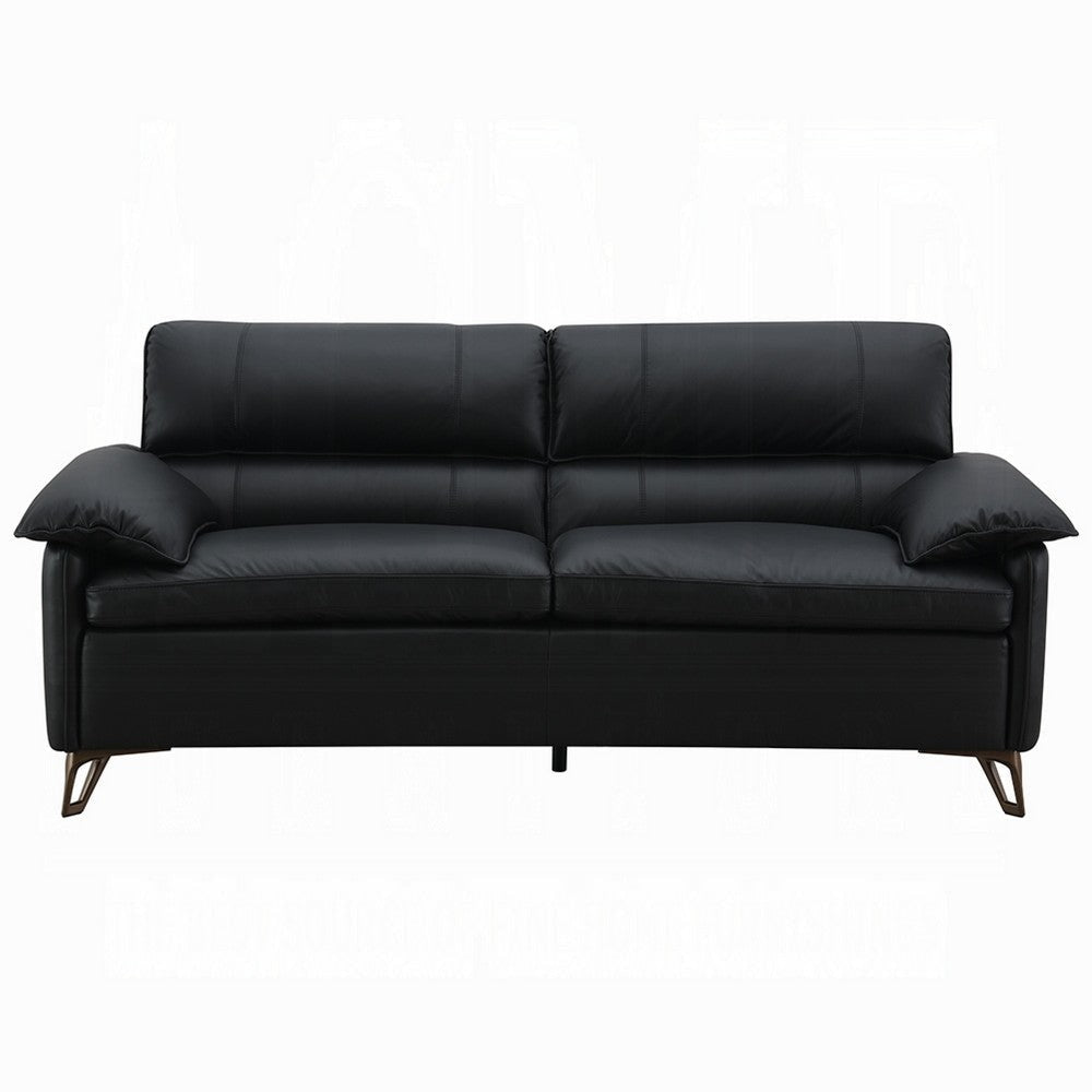 Bernie Sofa | Sleek Black Top Grain Leather | Bronze Metal | 83’’ BM333120