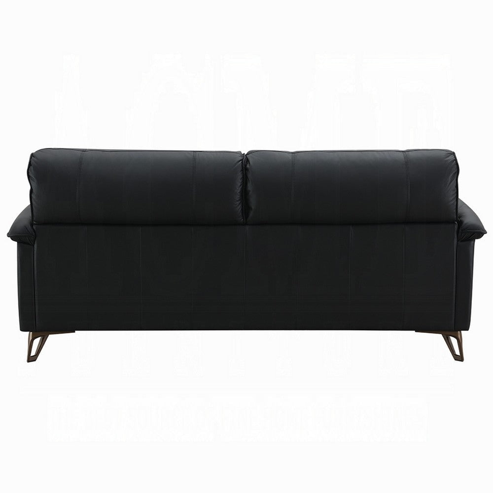 Bernie Sofa | Sleek Black Top Grain Leather | Bronze Metal | 83’’ BM333120